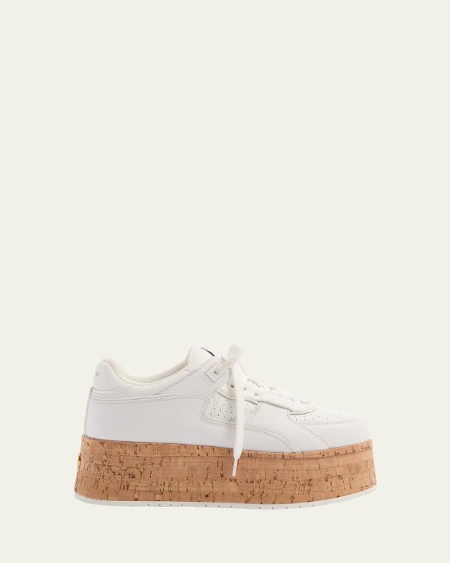 Leather Cork Platform Sneakers